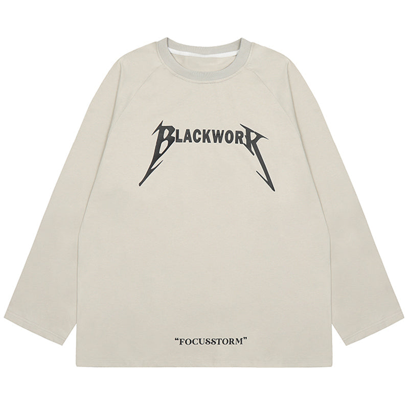 Long-sleeved beige Blackwork Graphic Long Sleeve Shirt for casual wear