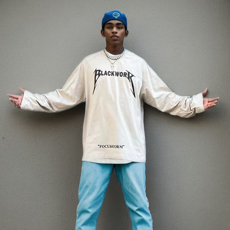 Blackwork Graphic Long Sleeve Shirt