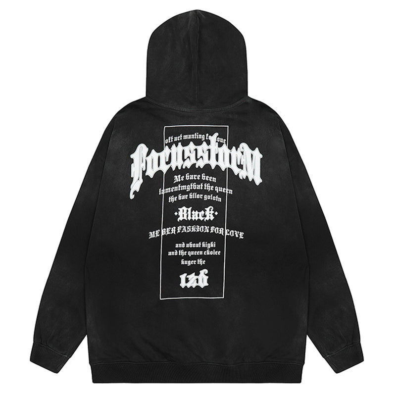 Blackwork Rosa Tie-Dye Streetwear Hoodie 