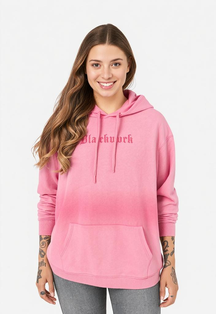 Pink ombre hoodie from Blackwork Pink Tie-Dye Streetwear collection
