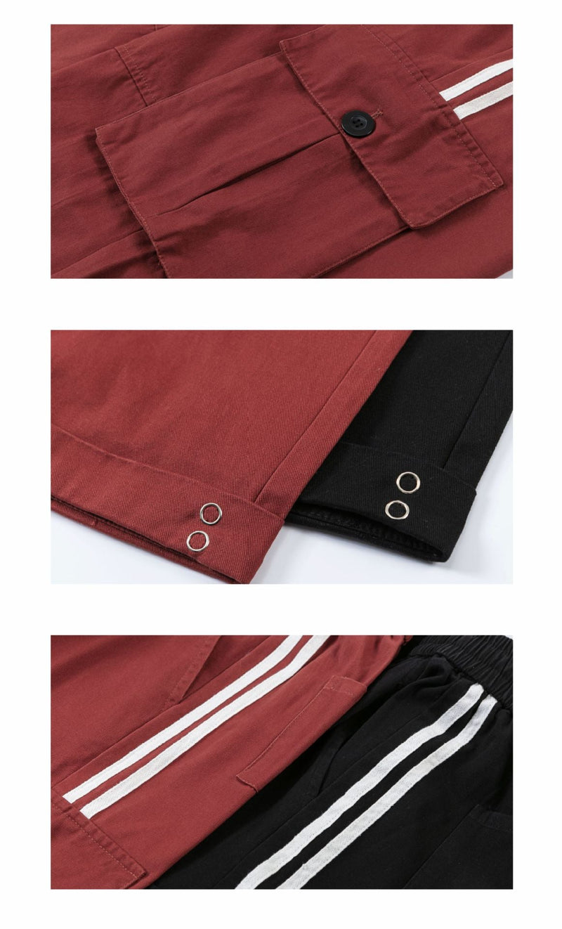 Burgundy Streetwear Cargo Pants