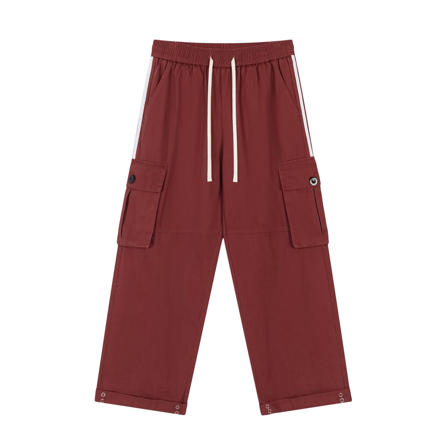 Burgundy Streetwear Cargo Pants