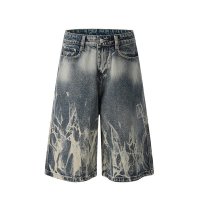 Flame-Wash Denim Shorts – hover