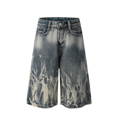 BLAU FLAMES - Baggy Graphic Jorts