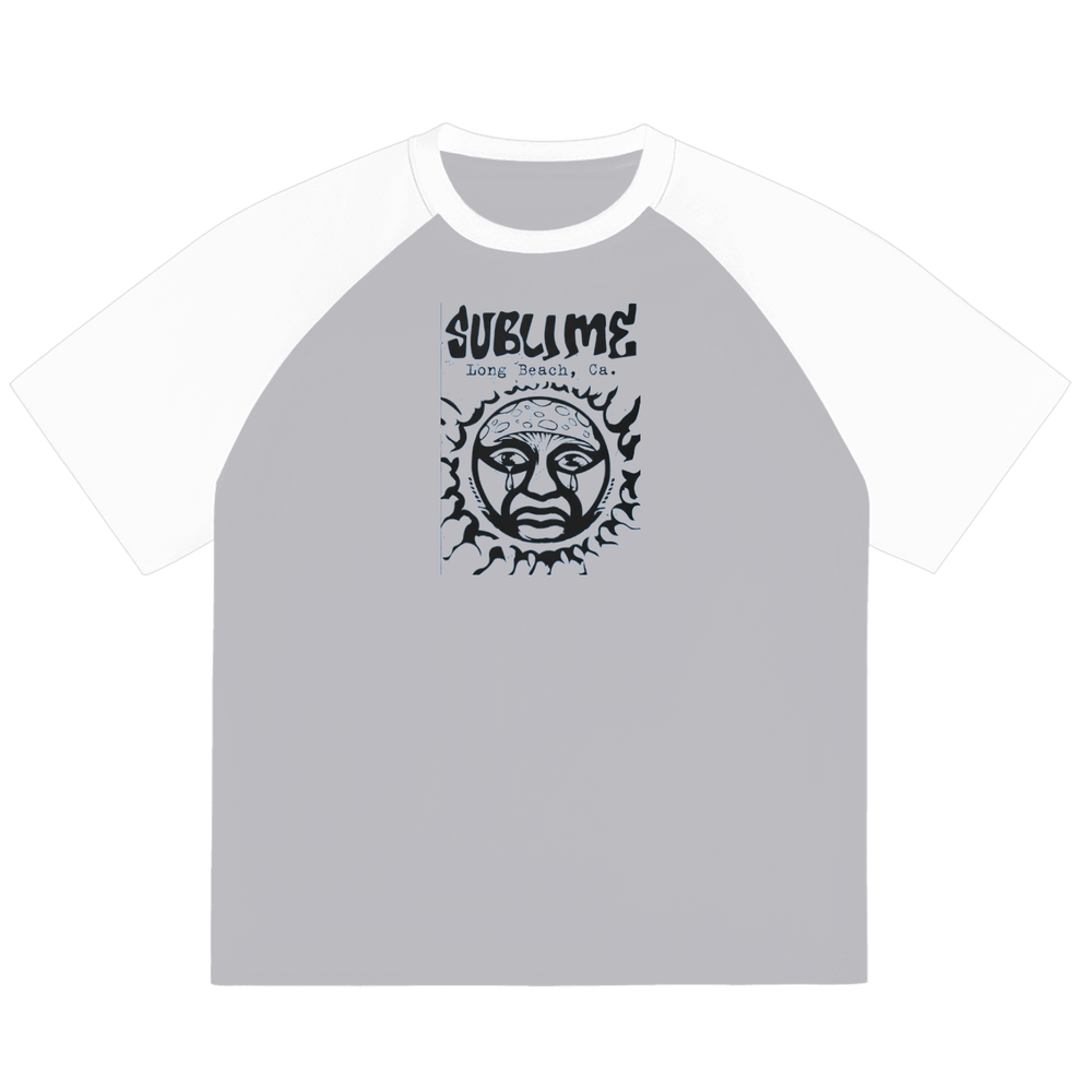 Sublime raglan t-shirt featuring California Beach Vibe graphic for a stylish look