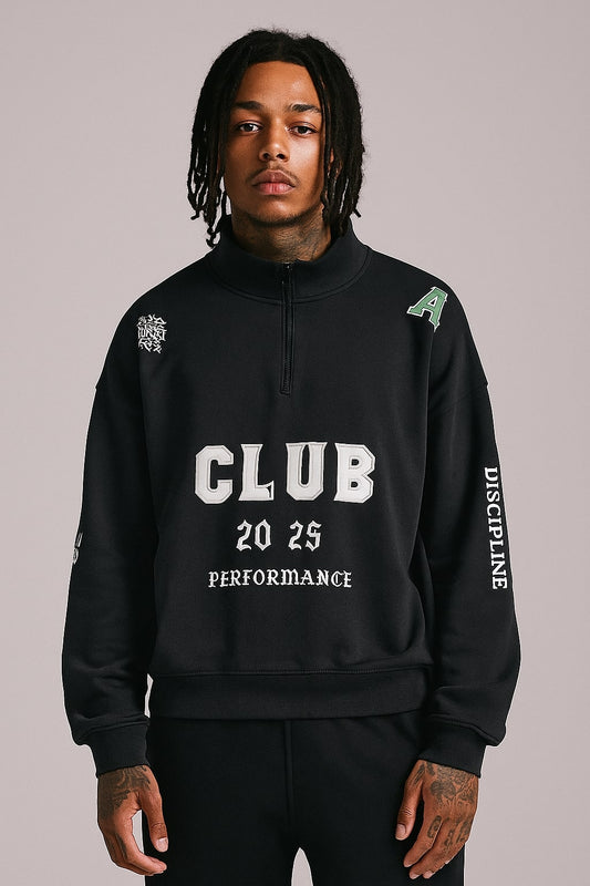 CLUB 2025 Performance Zip Sweatshirt - Black