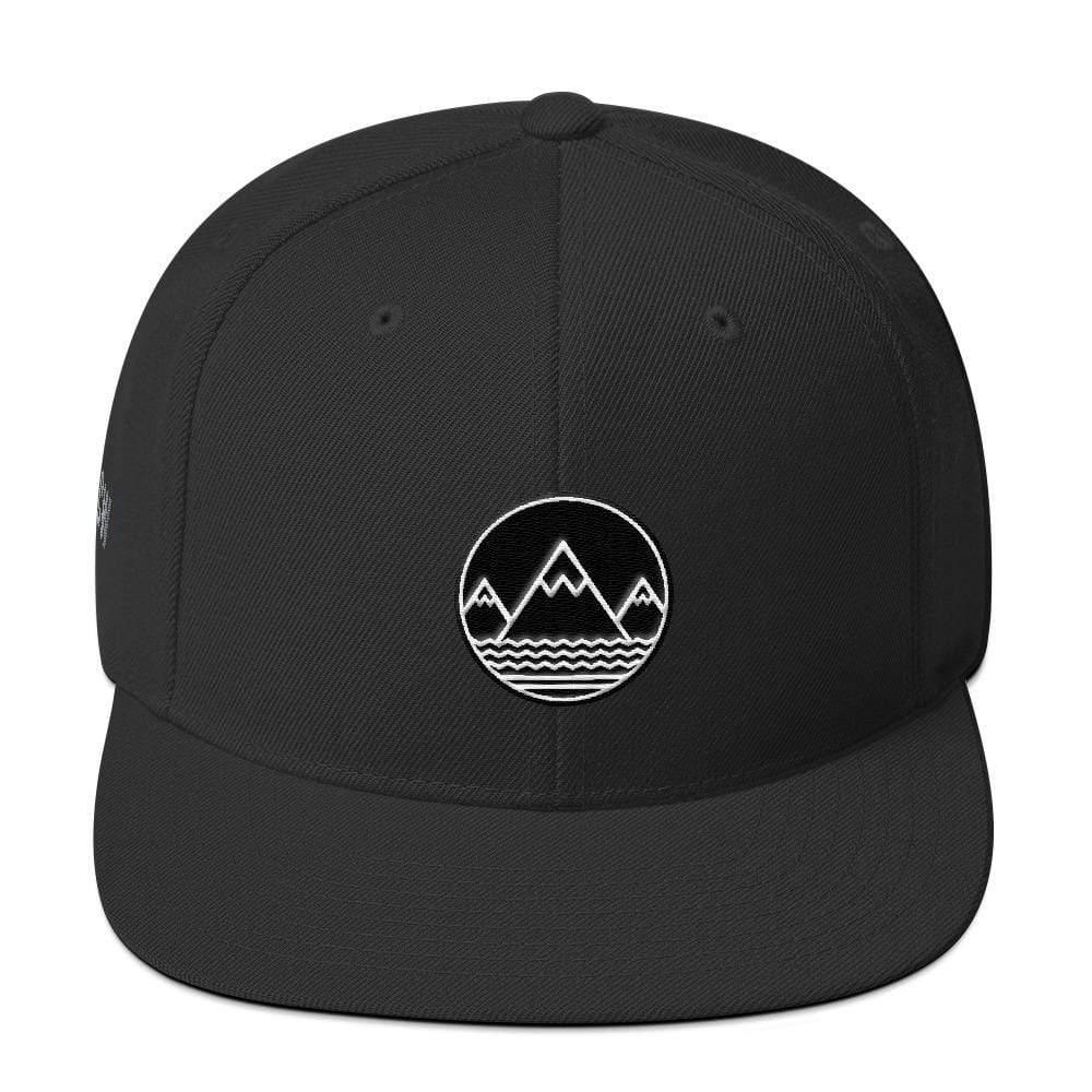 Black Snapback Cap with Mountain Design from Classic Snapback Hat Collection