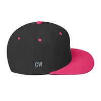 Black and pink flat-brimmed Classic Snapback Hat for stylish casual wear