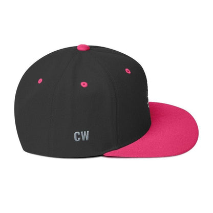 Black and pink flat-brimmed Classic Snapback Hat for stylish casual wear