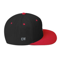Black and red Classic Snapback Hat with adjustable fit and stylish design