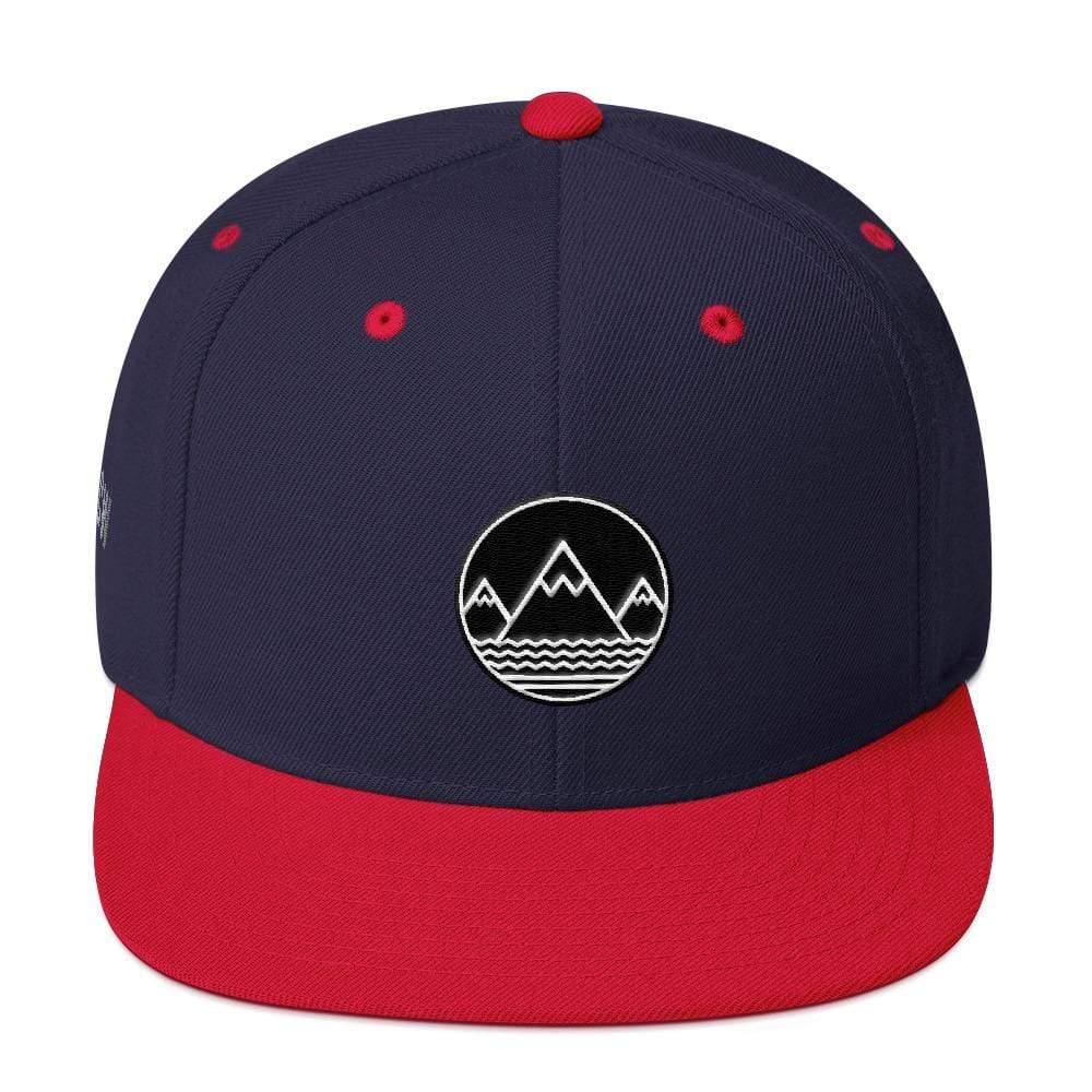 Two-tone baseball cap featuring a mountain logo in Classic Snapback Hat style