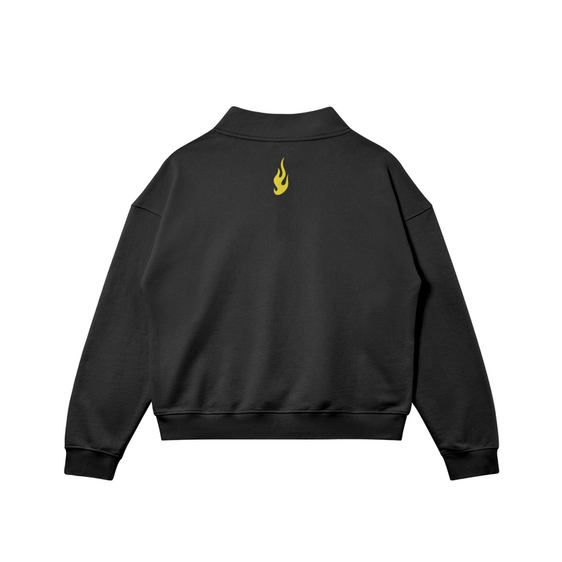 DEDICATION Flame Sleeve Varsity Zip Sweatshirt - Black