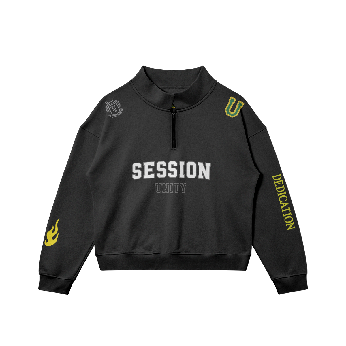 DEDICATION Flame Sleeve Varsity Zip Sweatshirt - Black - Black / S