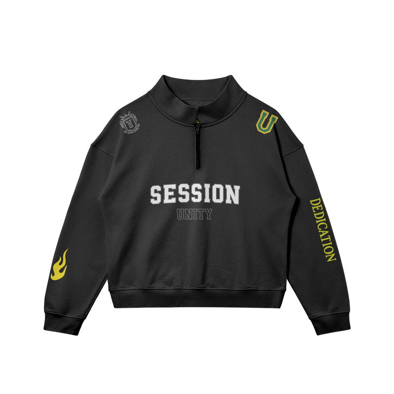 DEDICATION Flame Sleeve Varsity Zip Sweatshirt - Black