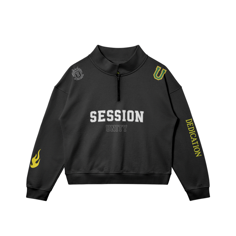 DEDICATION Flame Sleeve Varsity Zip Sweatshirt - Black