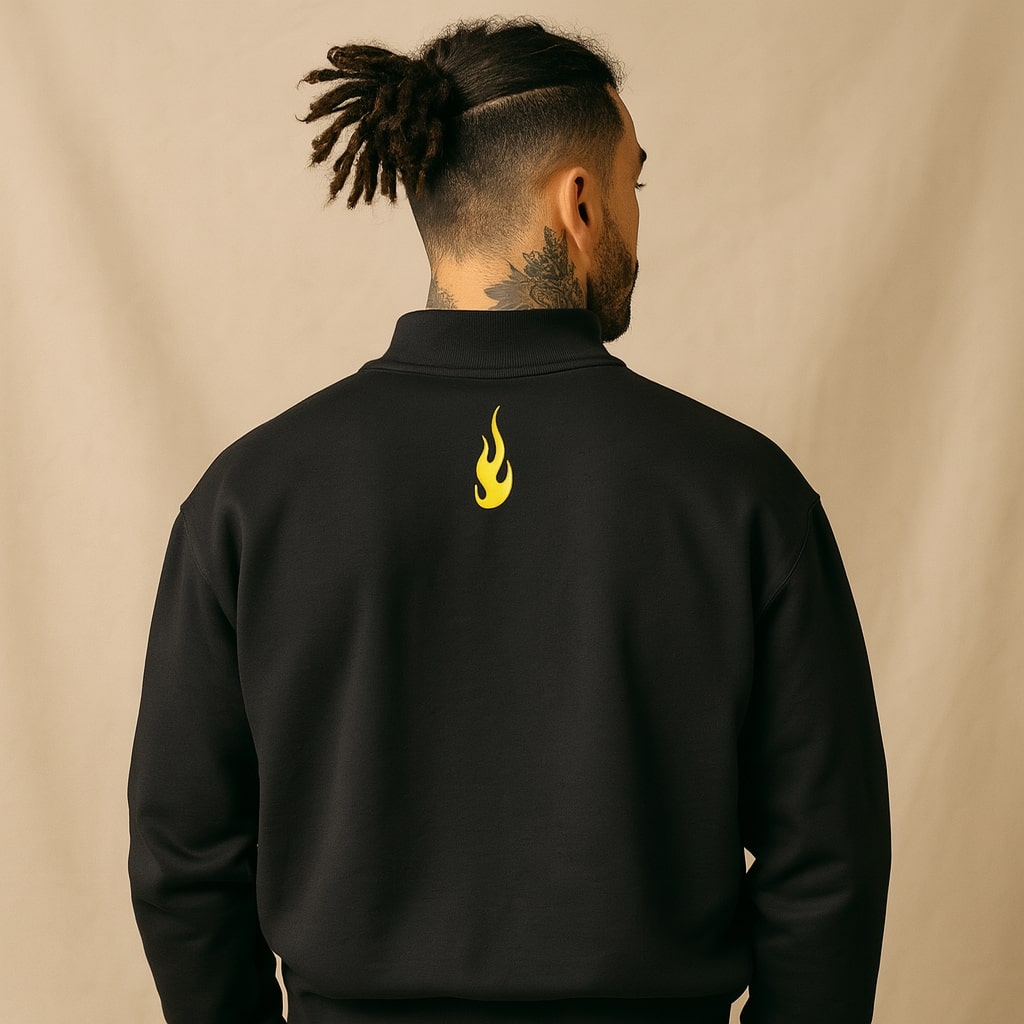 DEDICATION Flame Sleeve Varsity Zip Sweatshirt - Black