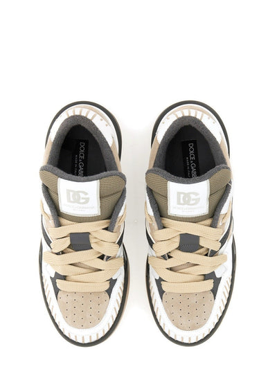 Dolce & Gabbana Beige White Low Top Sneakers - hover
