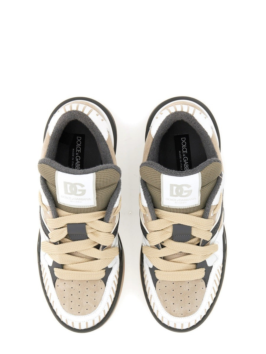 Dolce & Gabbana Beige White Low Top Sneakers