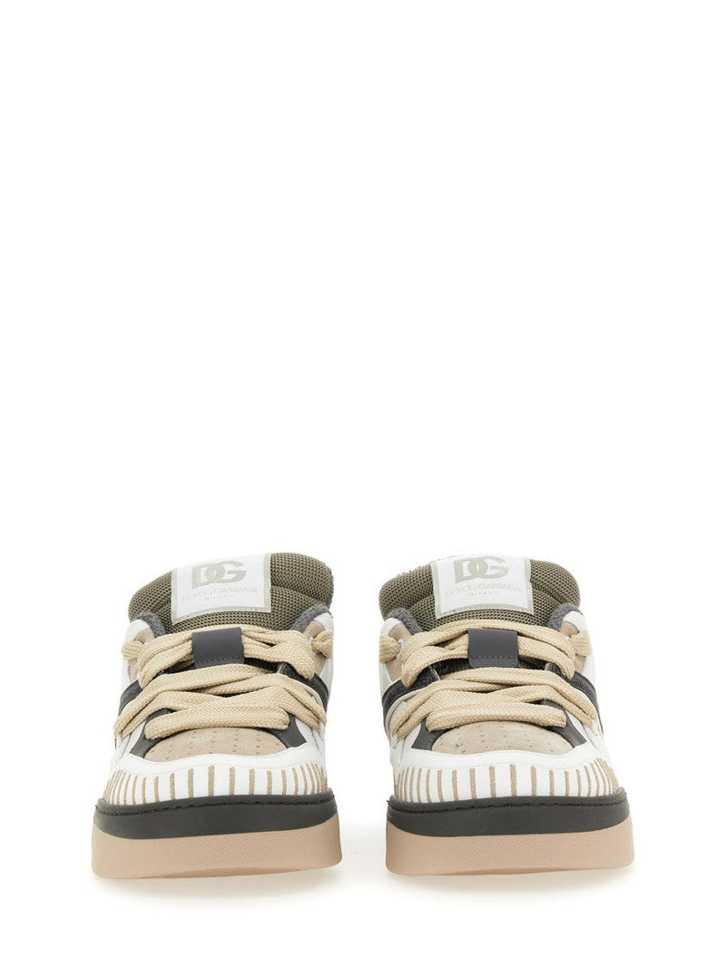 Dolce & Gabbana Beige White Low Top Sneakers