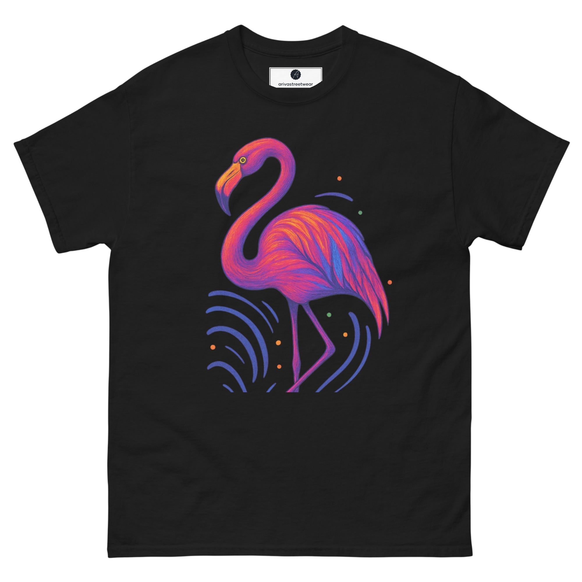 Electric Flamingo Vibes Tee - Black