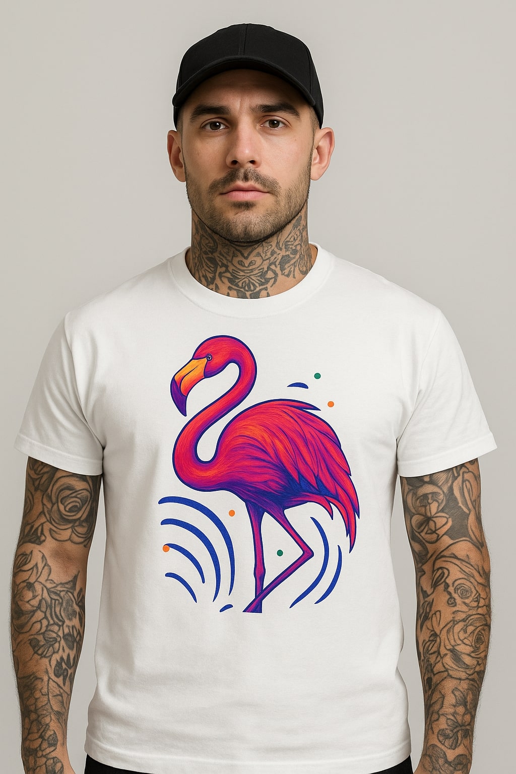 Electric Flamingo Vibes Tee - White