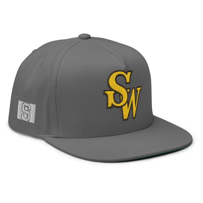 Grey Snapback Hat with Bold Yellow SW Embroidery