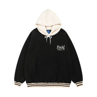 Black and cream-colored Focal Retro Fleece Hoodie displayed on a neutral background