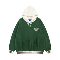 Green and white Focal Retro Fleece Hoodie showcasing a stylish hooded sweatshirt design