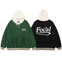 Two-tone Focal Retro Fleece Hoodies showcasing stylish design and comfort