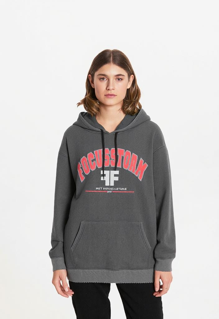 Gray hooded sweatshirt from FOCUSSTORM Y2K Streetwear Hoodie collection