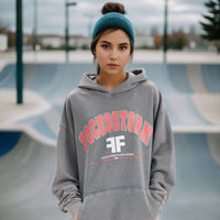 Gray hooded sweatshirt from FOCUSSTORM Y2K Streetwear Hoodie collection