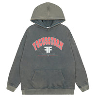 Gray hooded sweatshirt from FOCUSSTORM Y2K Streetwear Hoodie collection