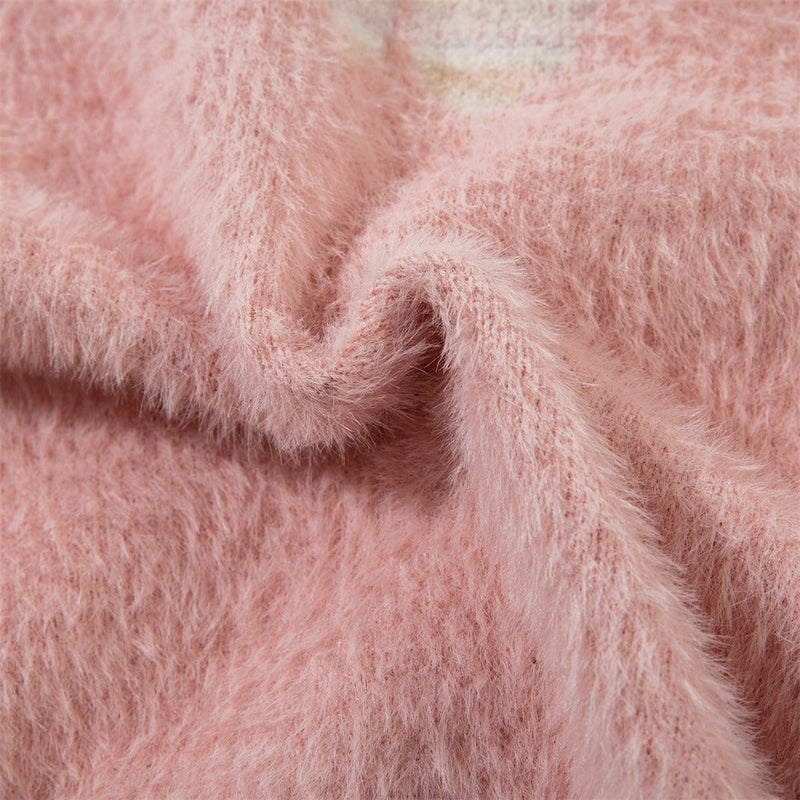 Fuzzy Flame Zip-Up Streetwear Cardigan