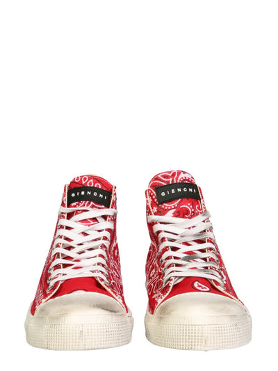 GIENCHI Red Bandana High Top Canvas Sneakers - hover