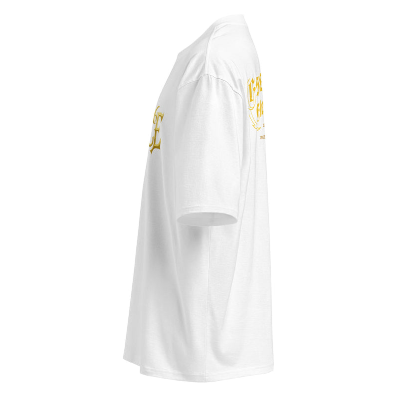 Gold CE Lettering T-Shirt  White Oversized