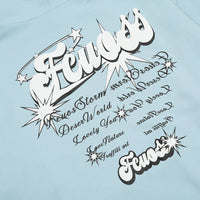 Light blue hoodie with white graphic design from Graphic Streetwear collection