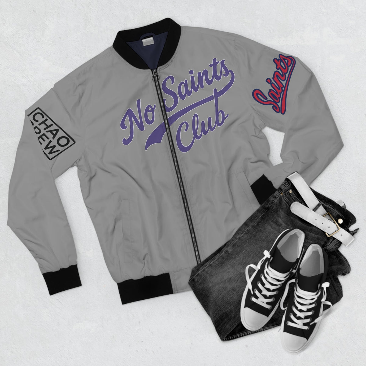 Gray Bomber Jacket | No Saints Club