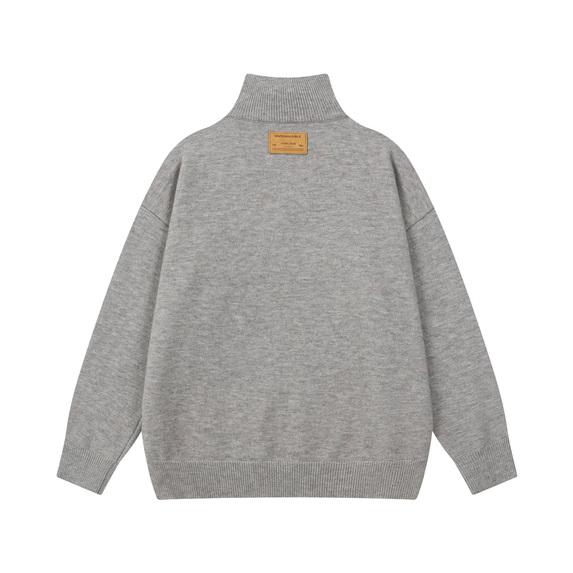 Green Fleece Zip-Up Retro Sweater