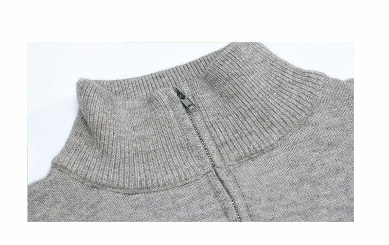 Green Fleece Zip-Up Retro Sweater