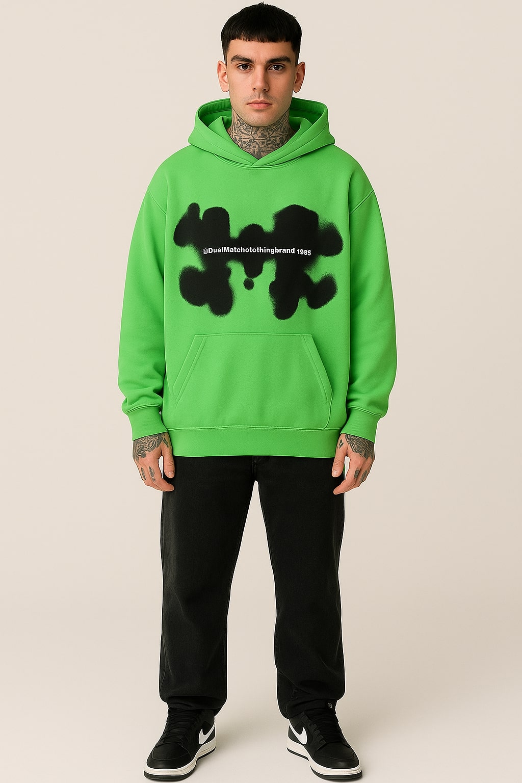 Green Graphic Oversized Hoodie