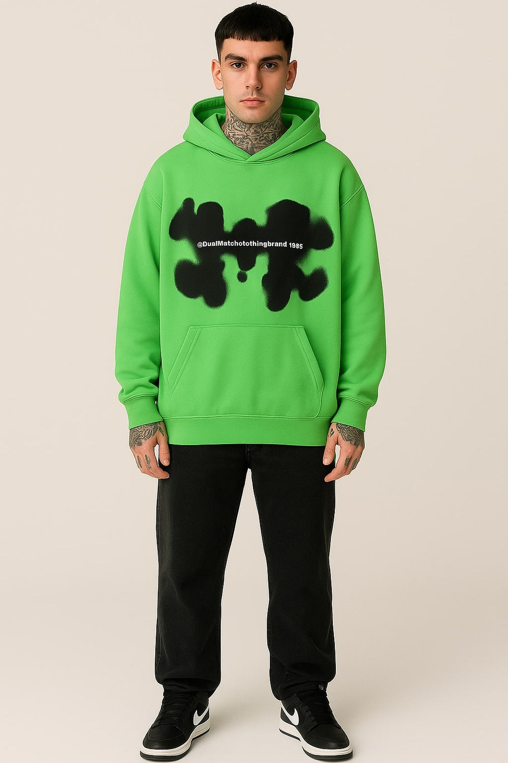 Green Graphic Oversized Hoodie