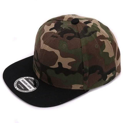 Camo flat-brimmed baseball cap in HATLANDER Camouflage Snapback Polyester Cap design – hover