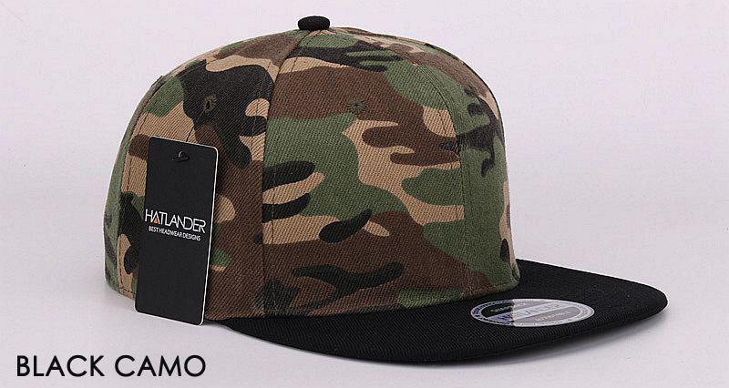 Camo flat-brimmed baseball cap from HATLANDER in durable polyester material