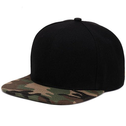 Black cap with camouflage brim, HATLANDER Camouflage Snapback Polyester Cap