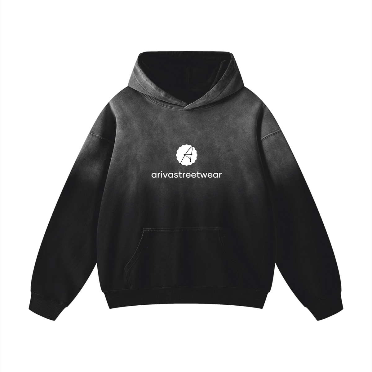 Black Heavyweight Sunfade Oversized Hoodie featuring a prominent logo