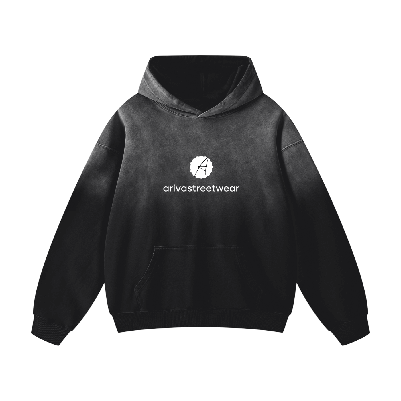 Black Heavyweight Sunfade Oversized Hoodie featuring a prominent logo