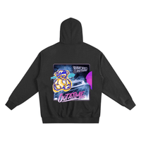 Black Heavyweight Zip-up Hoodie featuring Back to the Future graphic design