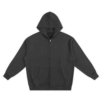 Gray Heavyweight Zip-up Hoodie for warmth and comfort in casual wear