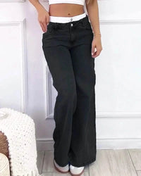 High-Waisted Light Wash Wide-Leg Jeans - black / M - Women’s Jeans