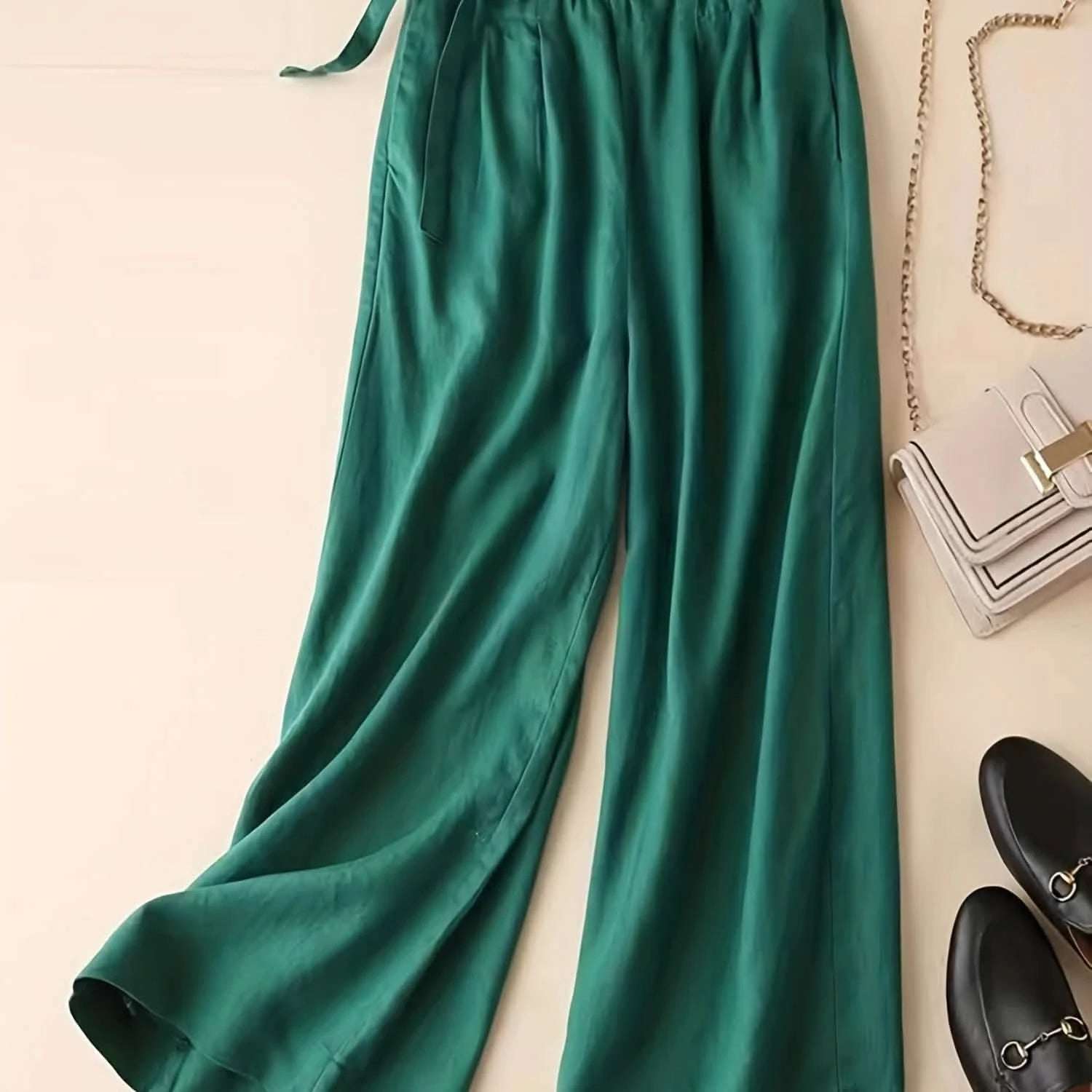 High-Waisted Wide-Leg Denim Jeans with Front Seams